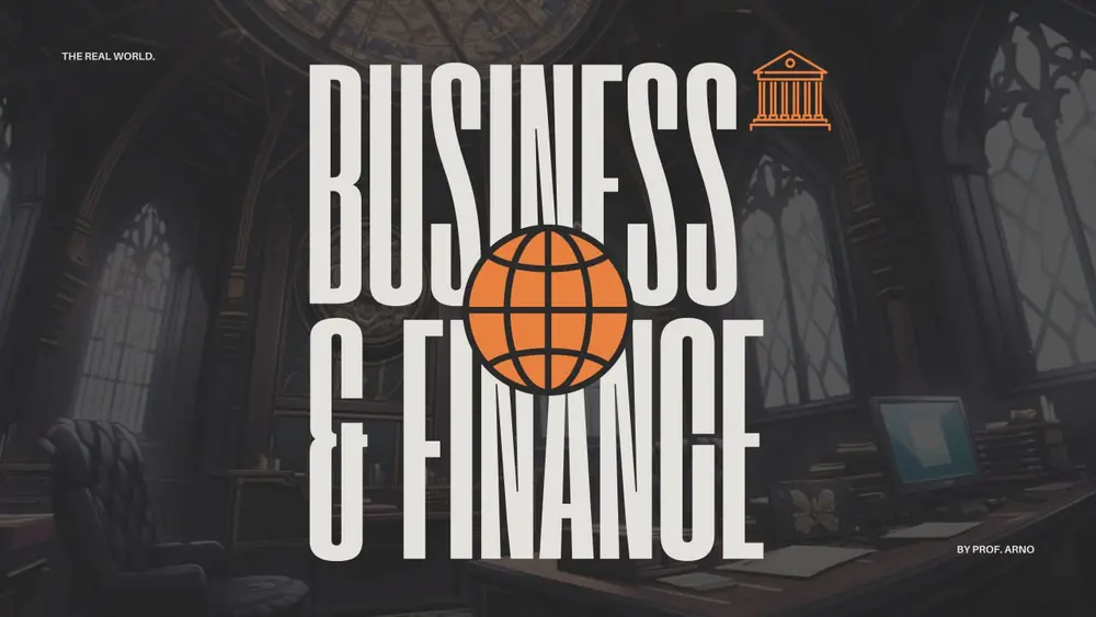 Official The Real World campus banner from October 2023 reading Business & Finance, the campus now named Business Mastery