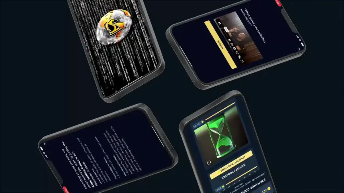 The Real World community chats open on several phones