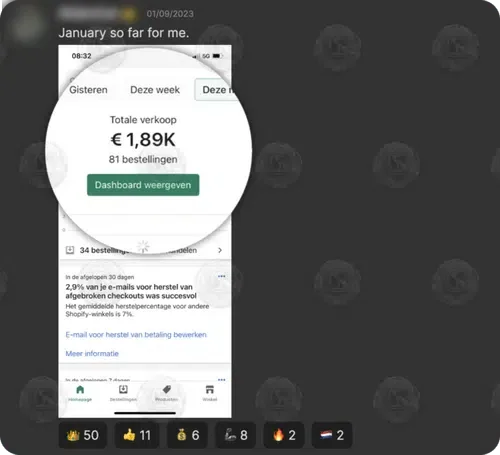Shopify: €1.89K total sales, 81 orders