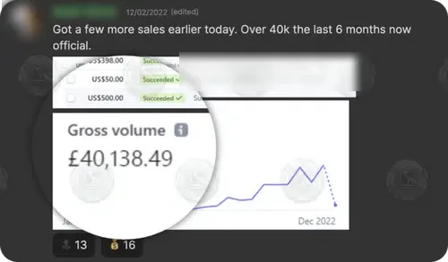 Stripe: £40,138.49 gross volume over 6 months
